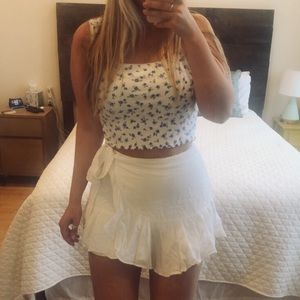 White mini skirt